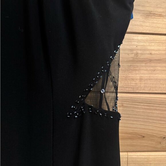 Vintage DJ Nights Size Medium Black High Neck Butterfly Moth Beaded Prom Gown - Picture 6 of 12
